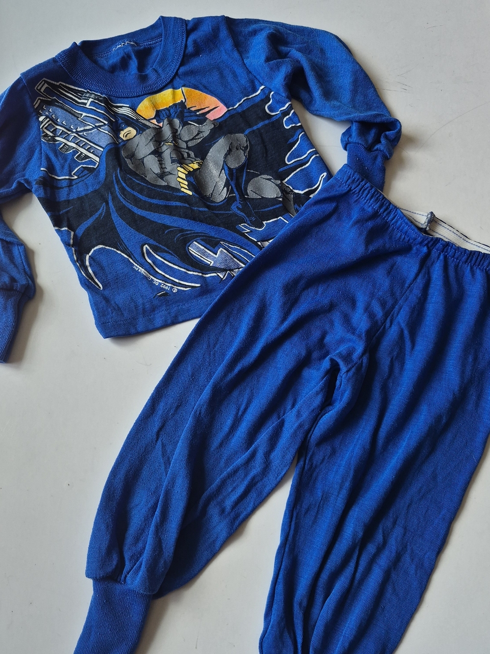 1992 Blue Batman Kids Pajama Set - Long Sleeve Top & Pants